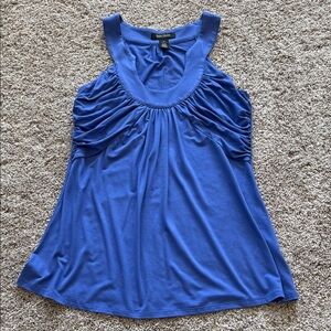 White House Black Market Blue Gathered Tank Top